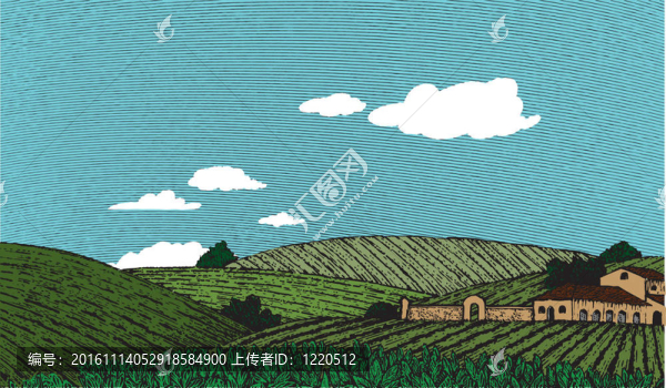 托斯卡納景觀場景的顏色