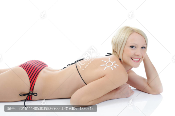 太陽(yáng)形防曬霜的女人