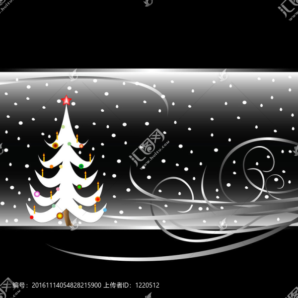 黑白圣誕樹卡