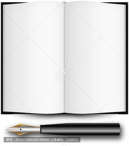 鋼筆和開放的書