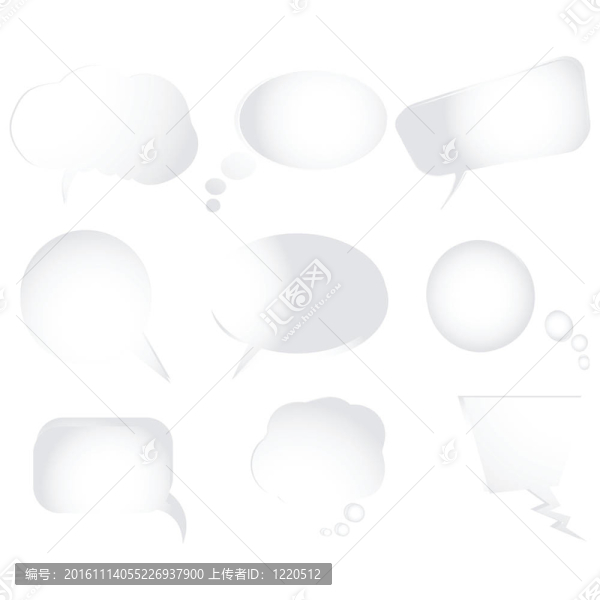 收集程式化文字泡沫；孤立對象白色；更多的泡沫在我的畫廊