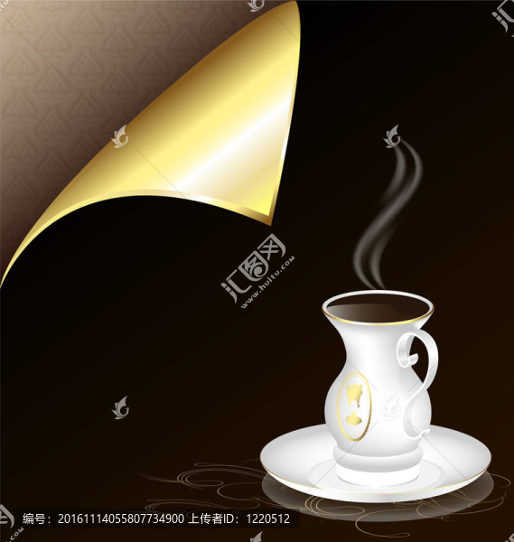 白色杯和黃金角