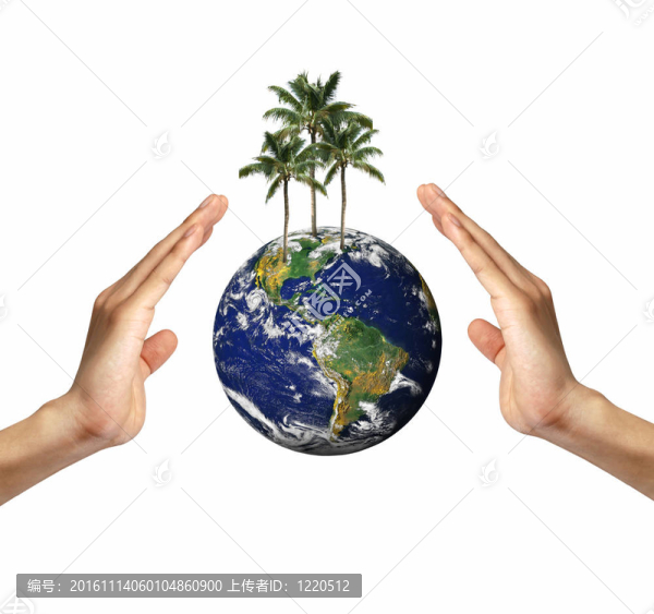 生態(tài)概念：地球在白色的手孤立