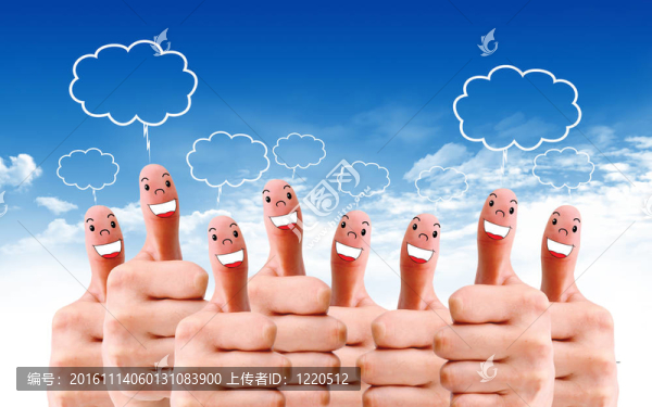 帶有社交聊天符號(hào)和語(yǔ)音泡沫的手指面部群