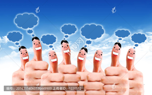 帶有社交聊天符號(hào)和語(yǔ)音泡沫的手指面部群