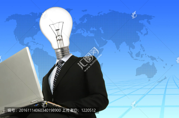 手提電腦的燈頭商人