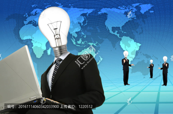 手提電腦的燈頭商人