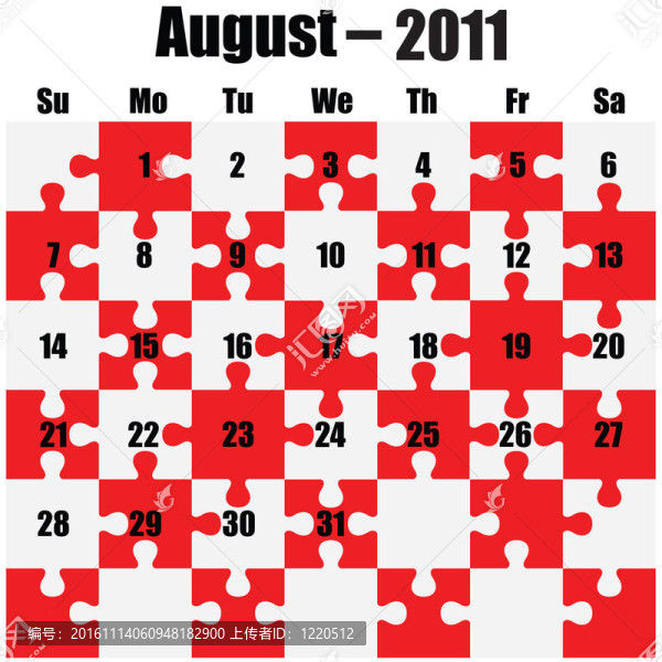 2011日歷-,8月