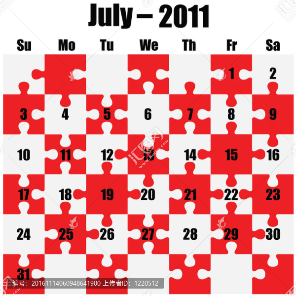 2011日歷-七月