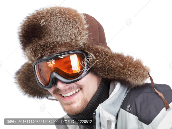 快樂的滑雪者的肖像