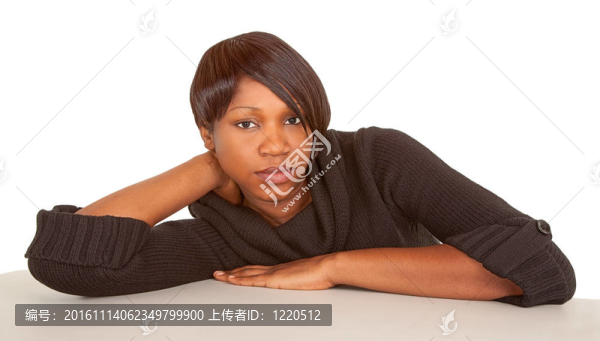美麗嚴(yán)肅的African,American,Lady