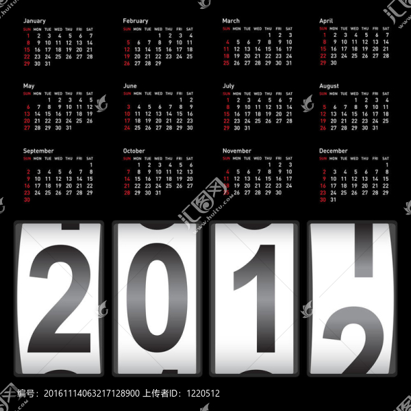 時尚日歷為2012。周日第一