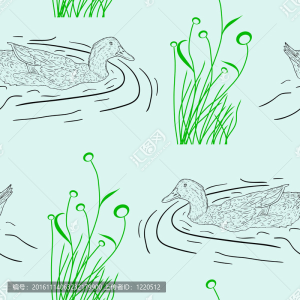 無縫背景；野生鴨。