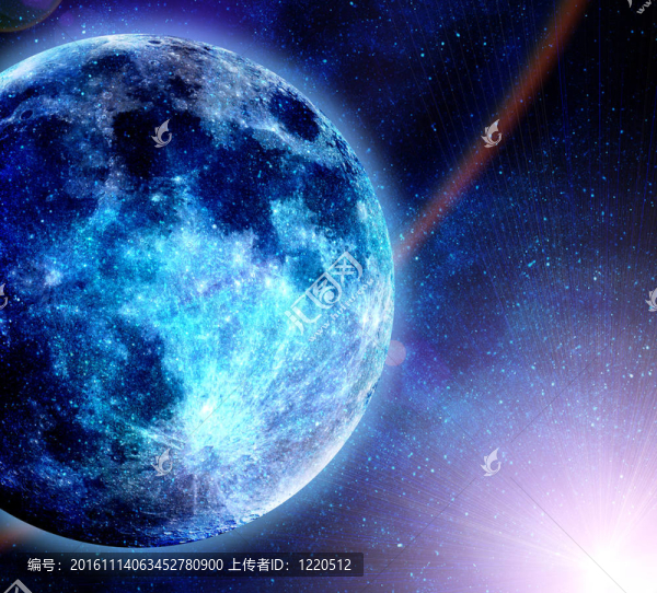 美麗的藍(lán)色星球在太空glowinf