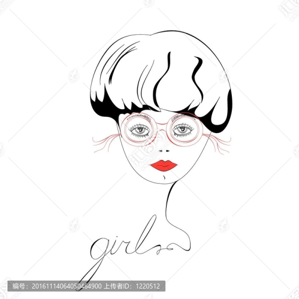 美女戴眼鏡的肖像