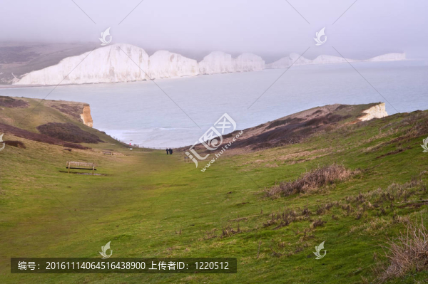 與巖石和海洋的海岸白色懸崖驚人的看法