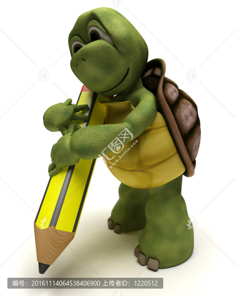 烏龜拿著一支鉛筆