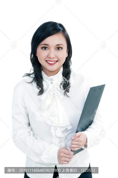 漂亮的女商人拿著文件