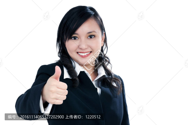 漂亮的女商人給翹起了大拇指