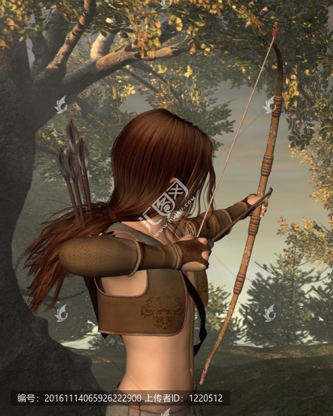 Young,Elven,Hunter在森林中