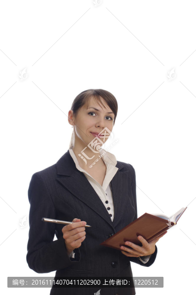商務女人用筆記本和筆