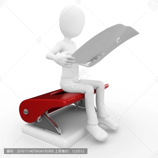 紙機(jī)和空白紙3D人