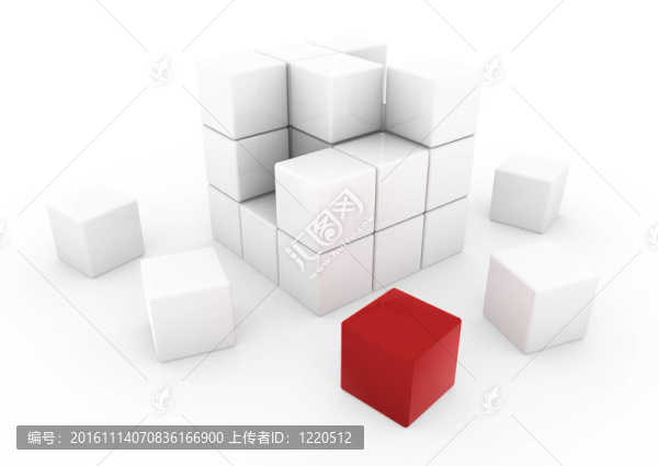 3D商務立方體紅白