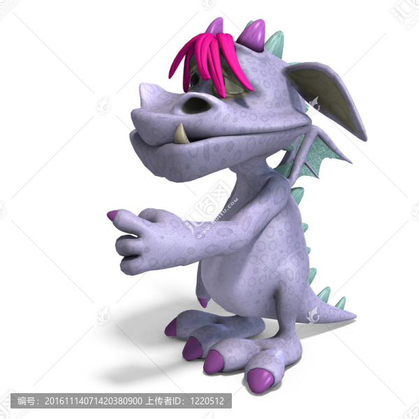 有趣和五顏六色的卡通怪物。3D渲染與剪輯路徑和陰影超過(guò)白色