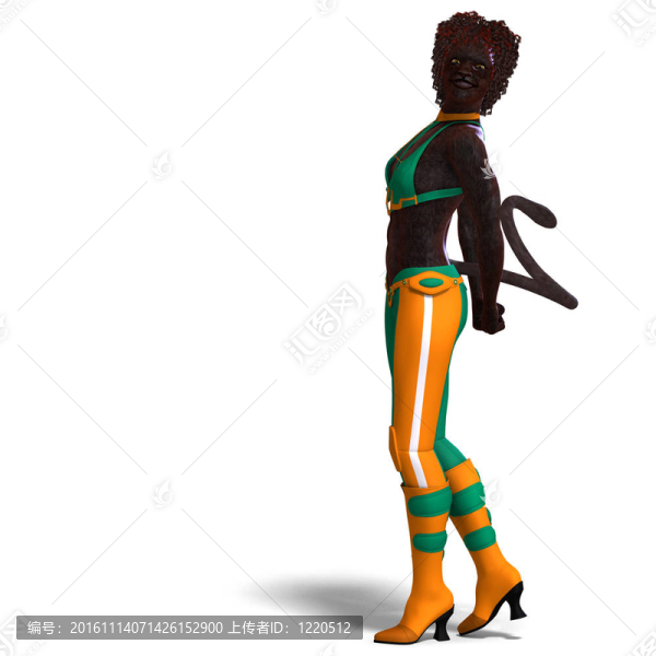 女豹幻想的生物。3D渲染與剪輯路徑和陰影超過白色