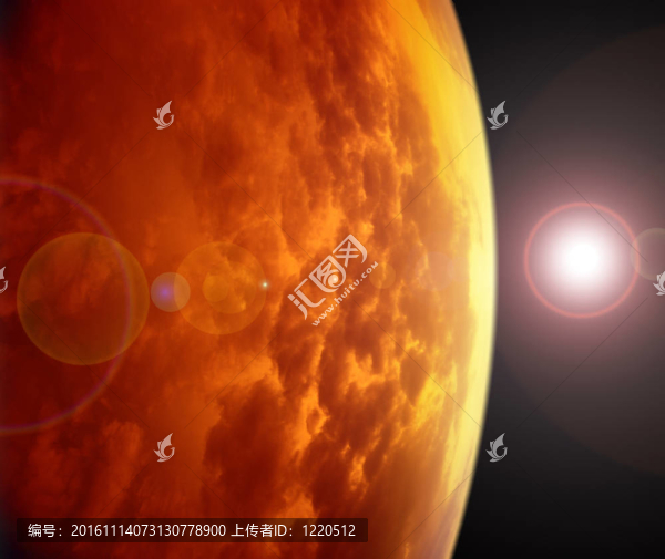太空中的紅色星球。