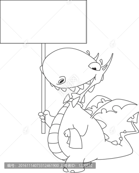 滑稽的侍者舉著一個(gè)空白的輪廓