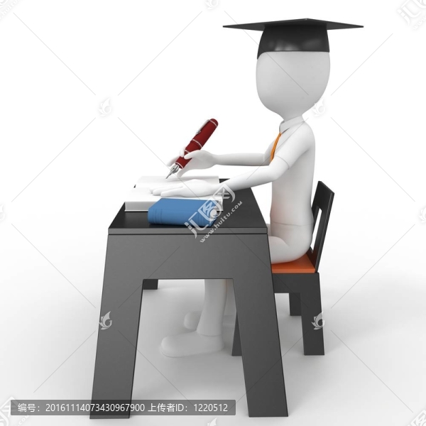 3D男子學(xué)生考試