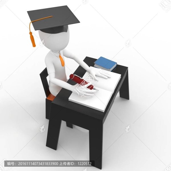 3D男子學(xué)生考試