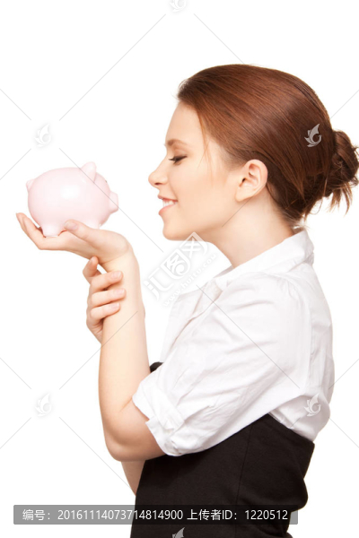 可愛(ài)的女人與小豬銀行