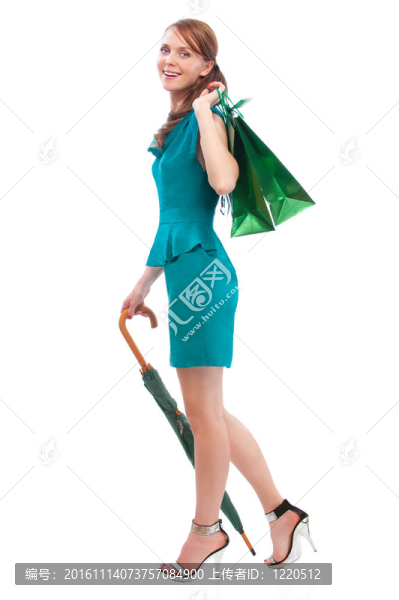 美麗的年輕女人購物