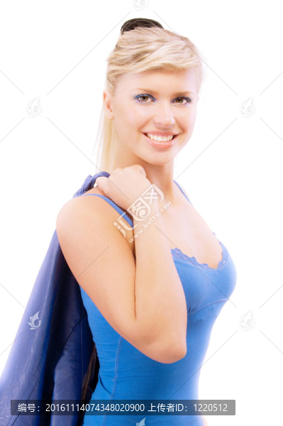 穿深藍(lán)色衣服的女孩的肖像