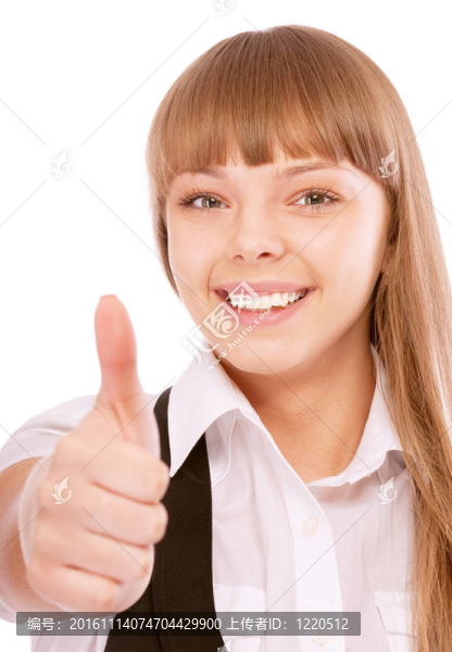 商業(yè)女人豎起大拇指