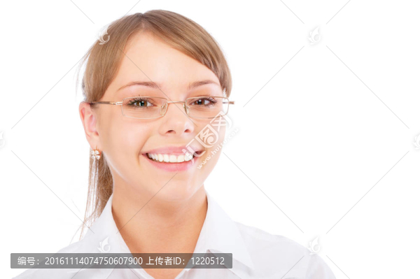 戴眼鏡的微笑的商業(yè)女性