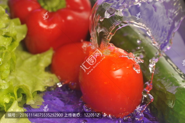 番茄；黃瓜和飛濺