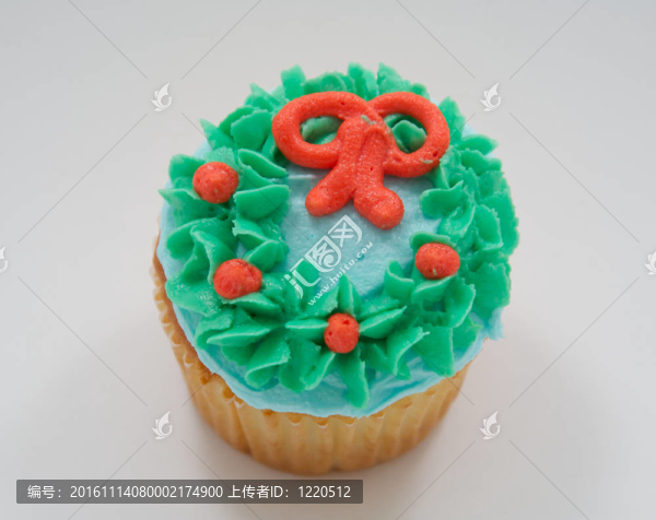 Vanilla,cupcake綠色，藍(lán)色和橙色的冰