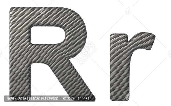 碳纖維字體R小寫字母和大寫字母