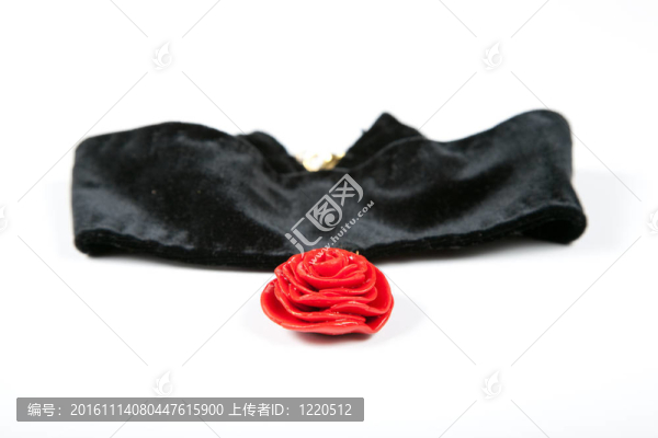黑天鵝絨上的紅玫瑰。用白色背景上的塑料粘土制成的手