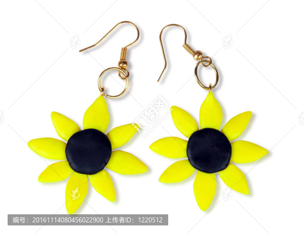 塑料粘土向日葵耳環(huán)