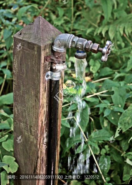 室外的水龍頭；打開