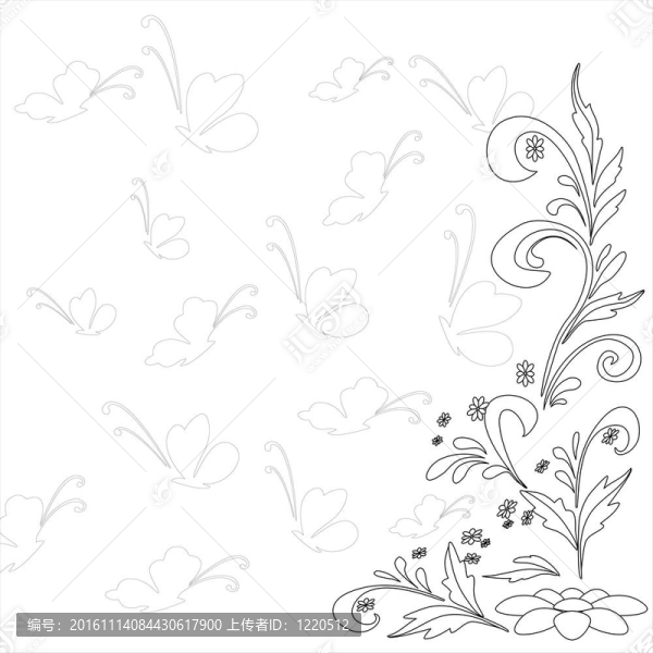 抽象花背景；輪廓