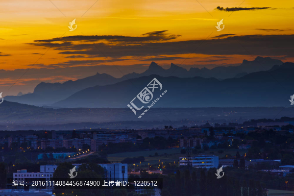 日內(nèi)瓦的城市景觀在黎明