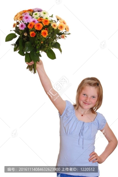 女孩顯示一些花