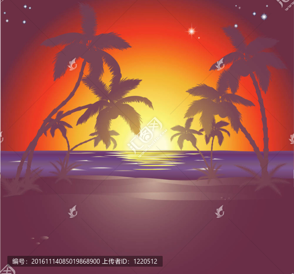 一個(gè)美麗的海灘的插圖