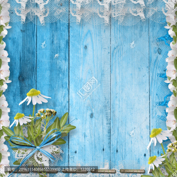 與花、花邊堆垃圾的木墻