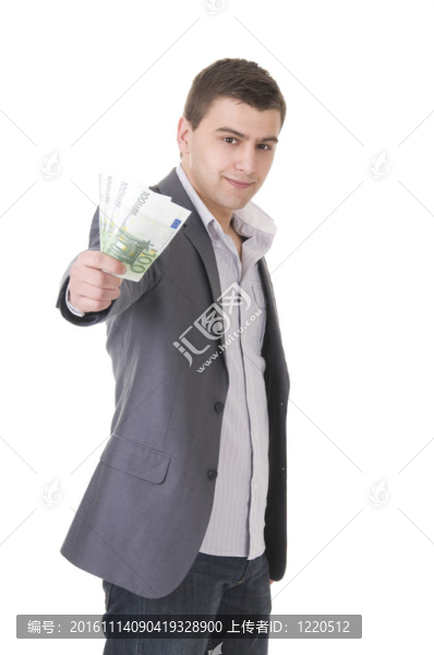 年輕商人提供錢